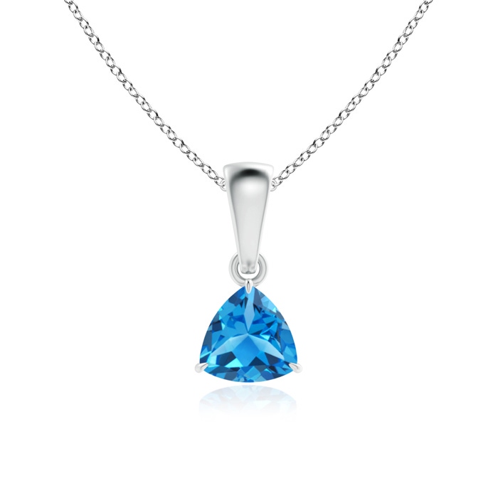 5mm AAAA Claw-Set Trillion Swiss Blue Topaz Solitaire Pendant in P950 Platinum