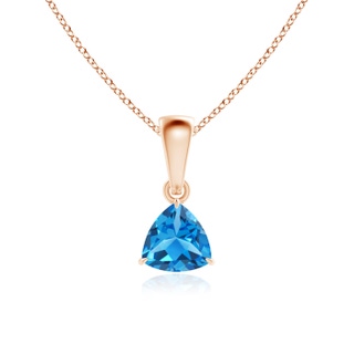 5mm AAAA Claw-Set Trillion Swiss Blue Topaz Solitaire Pendant in Rose Gold