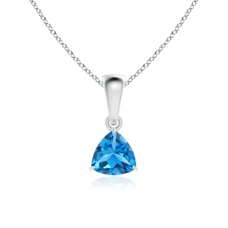 5mm AAAA Claw-Set Trillion Swiss Blue Topaz Solitaire Pendant in White Gold
