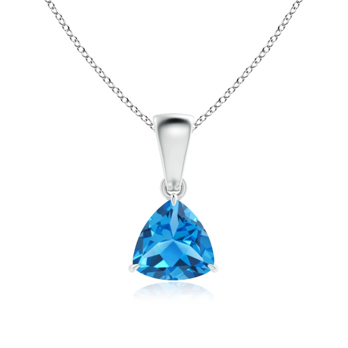 6mm AAAA Claw-Set Trillion Swiss Blue Topaz Solitaire Pendant in P950 Platinum 