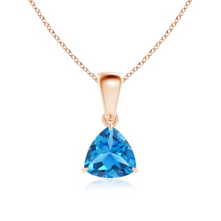 6mm AAAA Claw-Set Trillion Swiss Blue Topaz Solitaire Pendant in Rose Gold