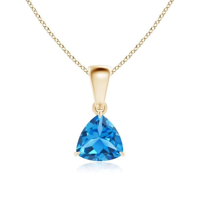 6mm AAAA Claw-Set Trillion Swiss Blue Topaz Solitaire Pendant in Yellow Gold 