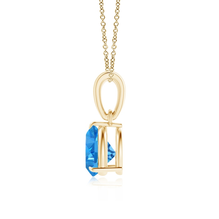 6mm AAAA Claw-Set Trillion Swiss Blue Topaz Solitaire Pendant in Yellow Gold product image