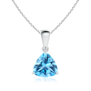 7mm AAA Claw-Set Trillion Swiss Blue Topaz Solitaire Pendant in White Gold