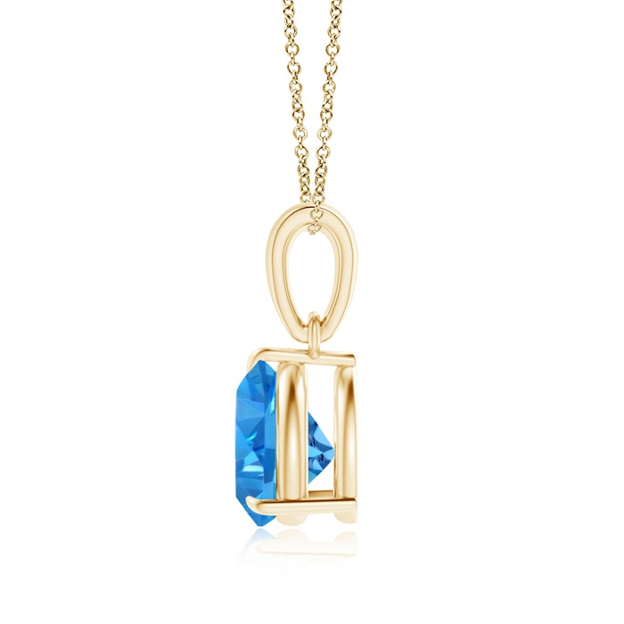 7mm AAAA Claw-Set Trillion Swiss Blue Topaz Solitaire Pendant in Yellow Gold product image