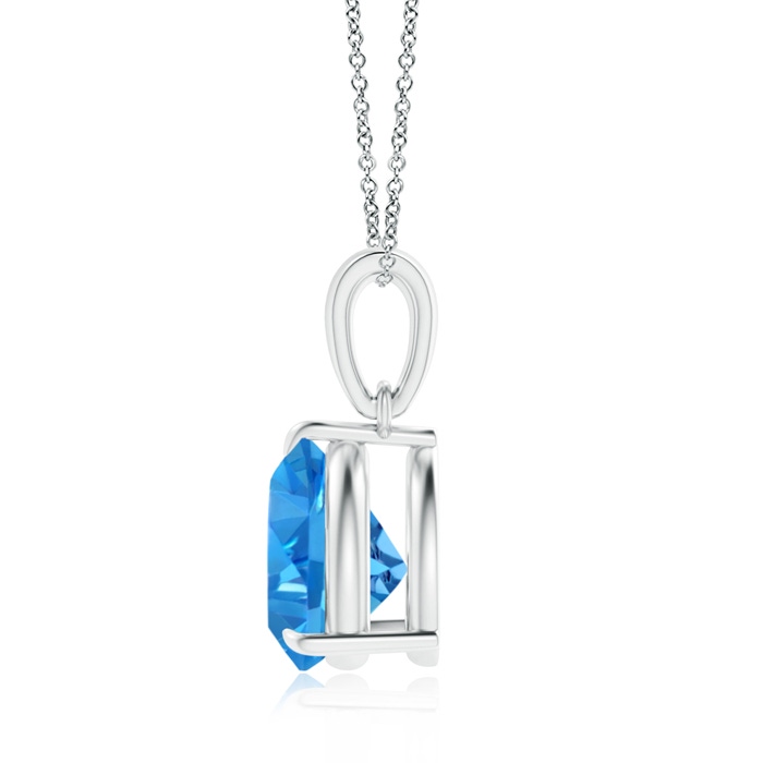 8mm AAAA Claw-Set Trillion Swiss Blue Topaz Solitaire Pendant in White Gold Product Image