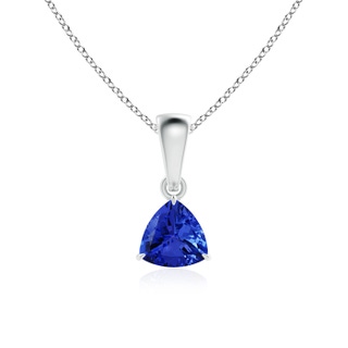 5mm AAA Claw-Set Trillion Tanzanite Solitaire Pendant in White Gold