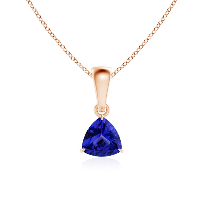 5mm AAAA Claw-Set Trillion Tanzanite Solitaire Pendant in Rose Gold