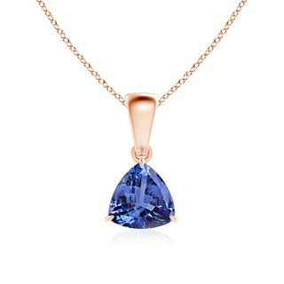 6mm AA Claw-Set Trillion Tanzanite Solitaire Pendant in Rose Gold