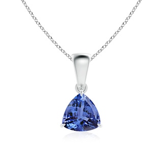 6mm AA Claw-Set Trillion Tanzanite Solitaire Pendant in White Gold
