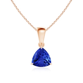 6mm AAA Claw-Set Trillion Tanzanite Solitaire Pendant in Rose Gold