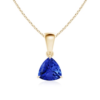 6mm AAA Claw-Set Trillion Tanzanite Solitaire Pendant in Yellow Gold