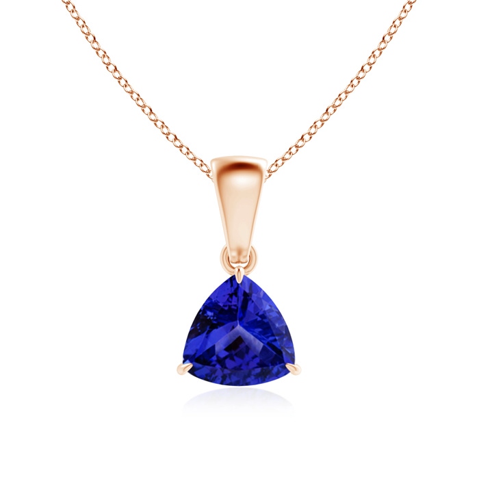 6mm AAAA Claw-Set Trillion Tanzanite Solitaire Pendant in Rose Gold 