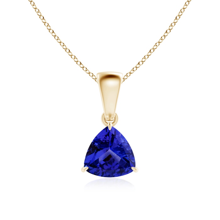 6mm AAAA Claw-Set Trillion Tanzanite Solitaire Pendant in Yellow Gold 