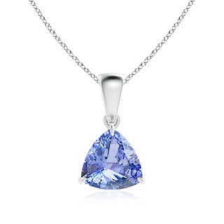 7mm A Claw-Set Trillion Tanzanite Solitaire Pendant in White Gold