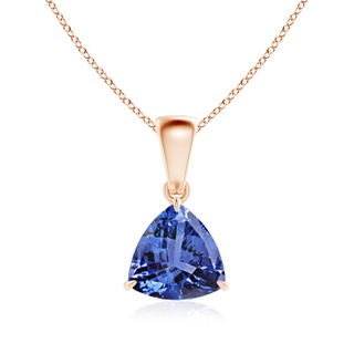 7mm AA Claw-Set Trillion Tanzanite Solitaire Pendant in Rose Gold