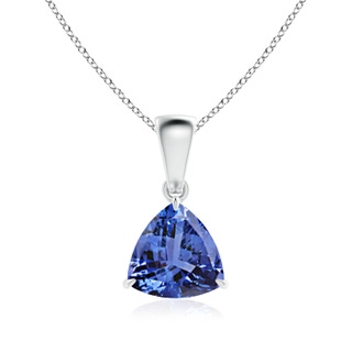 7mm AA Claw-Set Trillion Tanzanite Solitaire Pendant in White Gold
