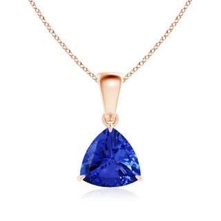 7mm AAA Claw-Set Trillion Tanzanite Solitaire Pendant in Rose Gold
