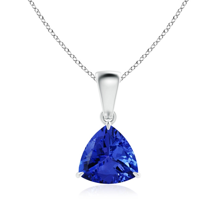 7mm AAA Claw-Set Trillion Tanzanite Solitaire Pendant in White Gold