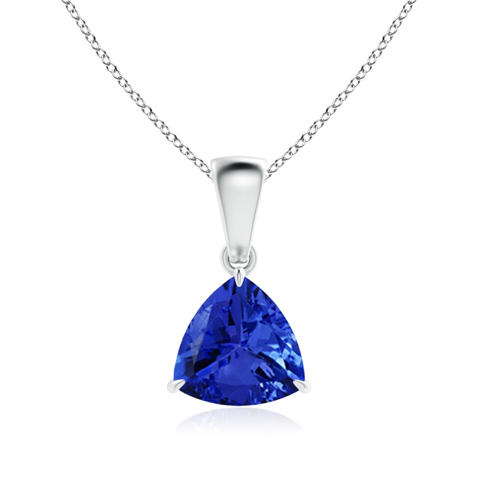 7mm AAA Claw-Set Trillion Tanzanite Solitaire Pendant in White Gold 