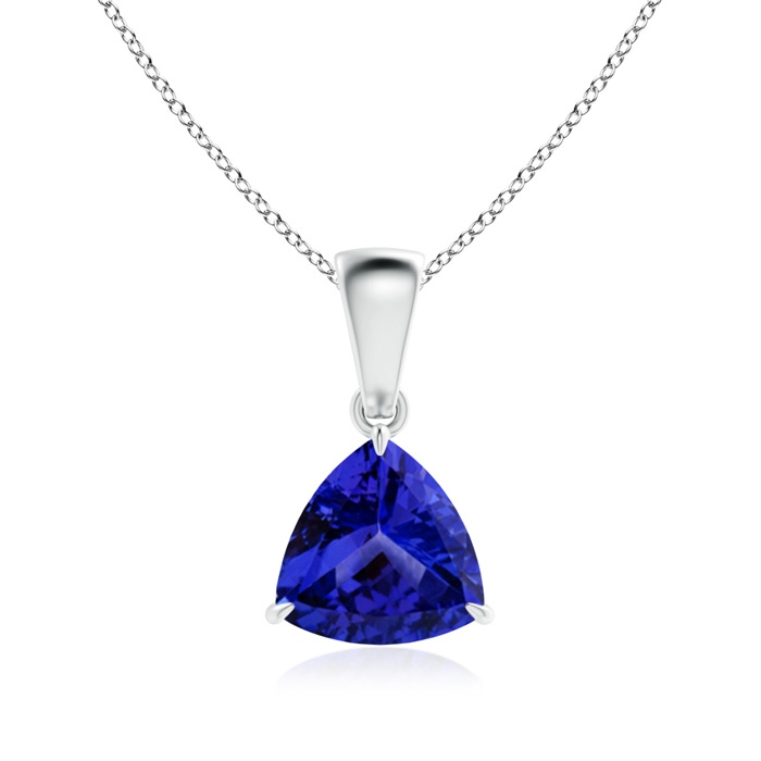 7mm AAAA Claw-Set Trillion Tanzanite Solitaire Pendant in P950 Platinum 