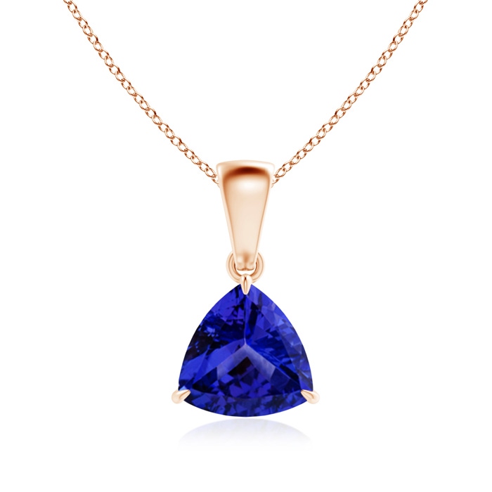 7mm AAAA Claw-Set Trillion Tanzanite Solitaire Pendant in Rose Gold 