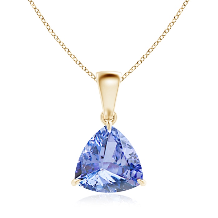 8mm A Claw-Set Trillion Tanzanite Solitaire Pendant in Yellow Gold 
