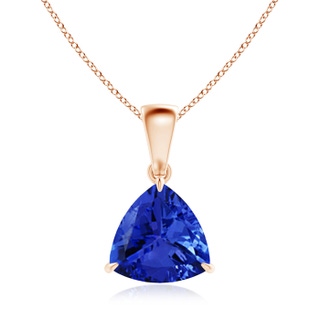 8mm AAA Claw-Set Trillion Tanzanite Solitaire Pendant in Rose Gold
