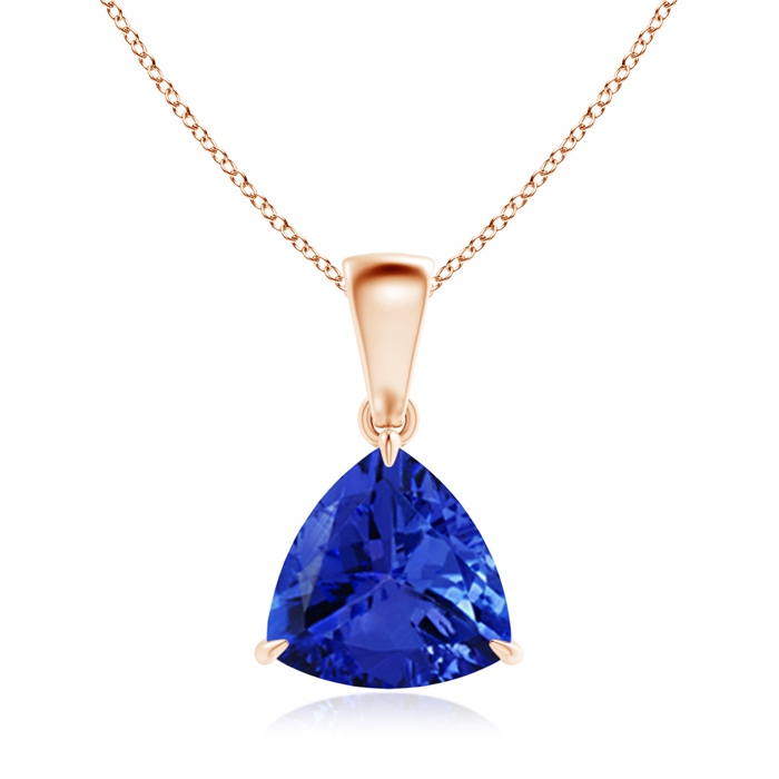 8mm AAA Claw-Set Trillion Tanzanite Solitaire Pendant in Rose Gold 