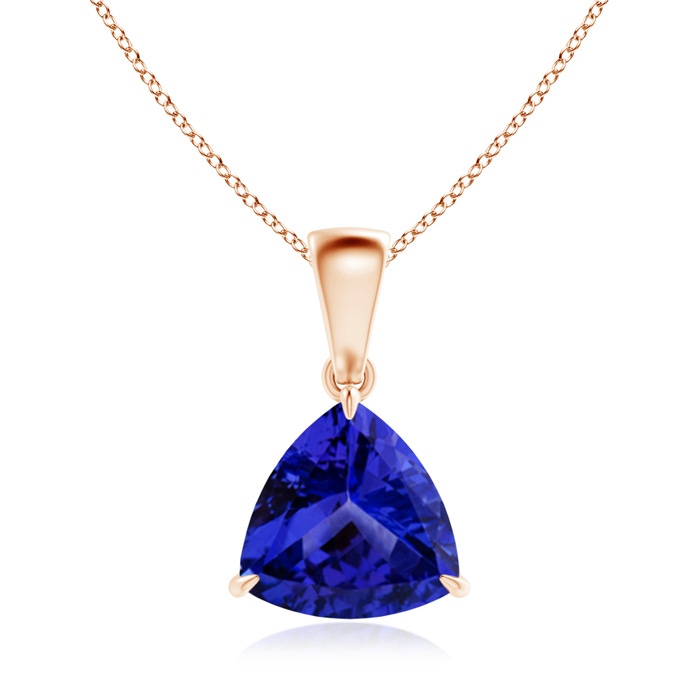 8mm AAAA Claw-Set Trillion Tanzanite Solitaire Pendant in Rose Gold 