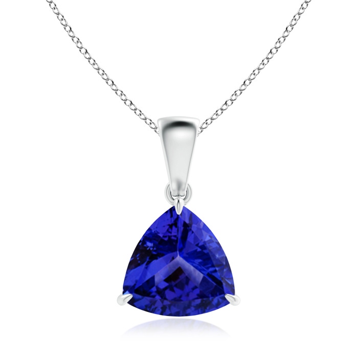 8mm AAAA Claw-Set Trillion Tanzanite Solitaire Pendant in White Gold