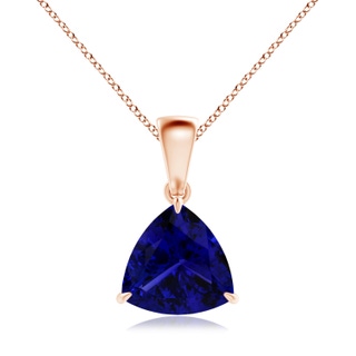 12.84x12.77x8.61mm AAAA Claw-Set GIA Certified Trillion Tanzanite Solitaire Pendant in 18K Rose Gold