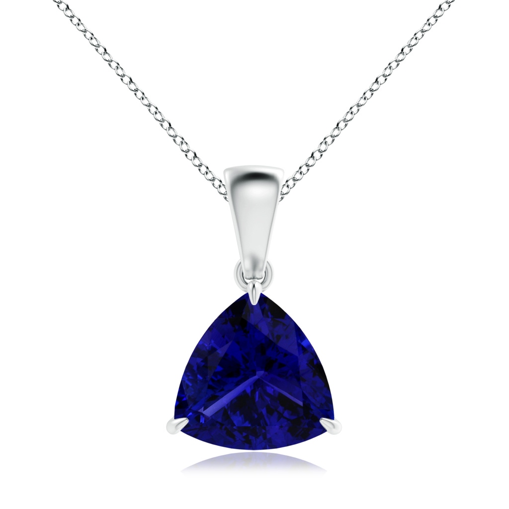 12.84x12.77x8.61mm AAAA Claw-Set GIA Certified Trillion Tanzanite Solitaire Pendant in P950 Platinum