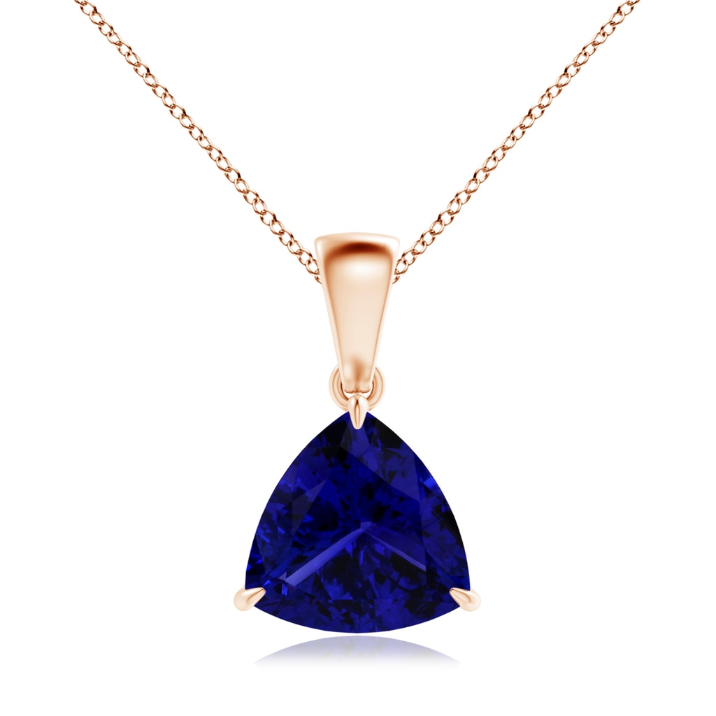 12.84x12.77x8.61mm AAAA Claw-Set GIA Certified Trillion Tanzanite Solitaire Pendant in Rose Gold