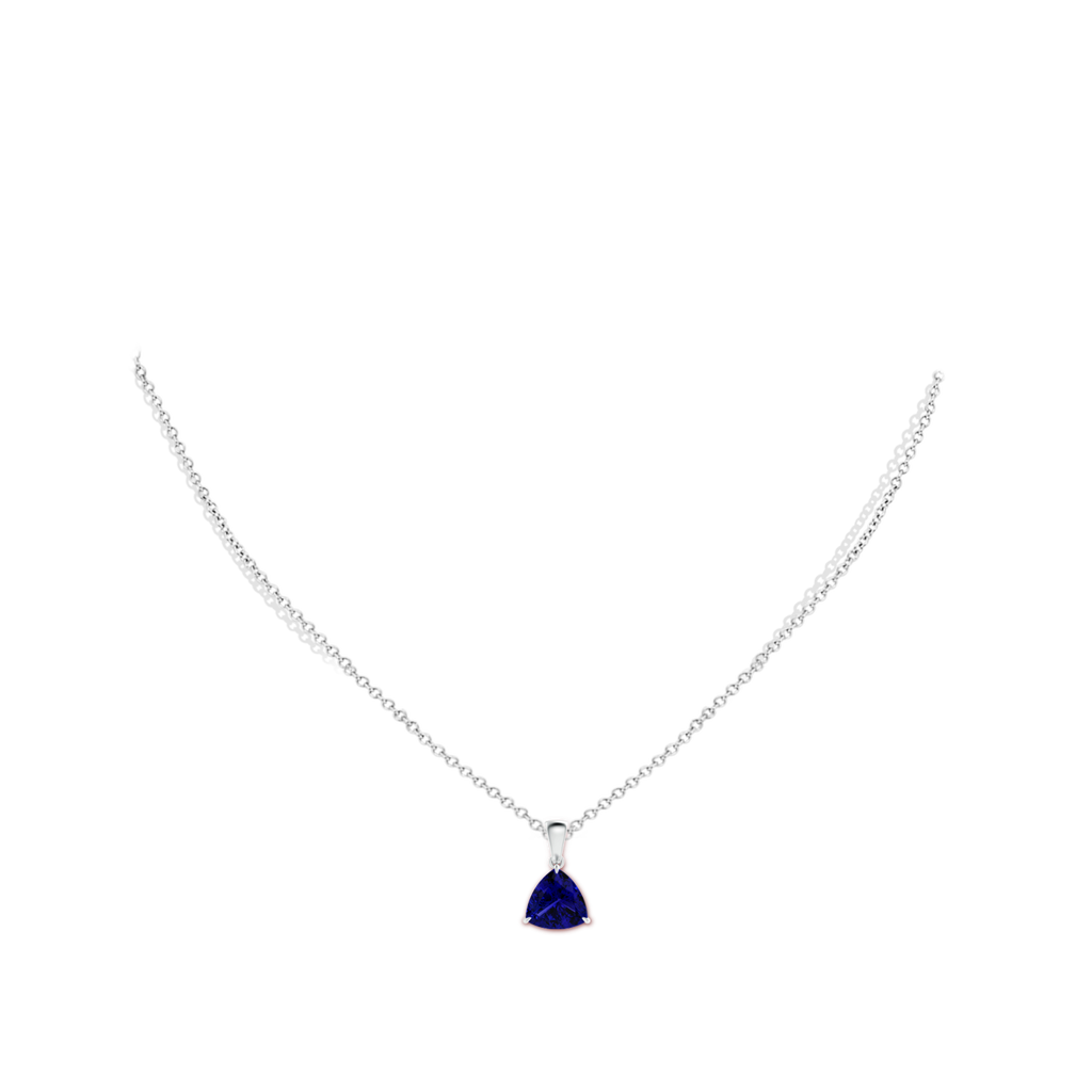 12.84x12.77x8.61mm AAAA Claw-Set GIA Certified Trillion Tanzanite Solitaire Pendant in White Gold pen