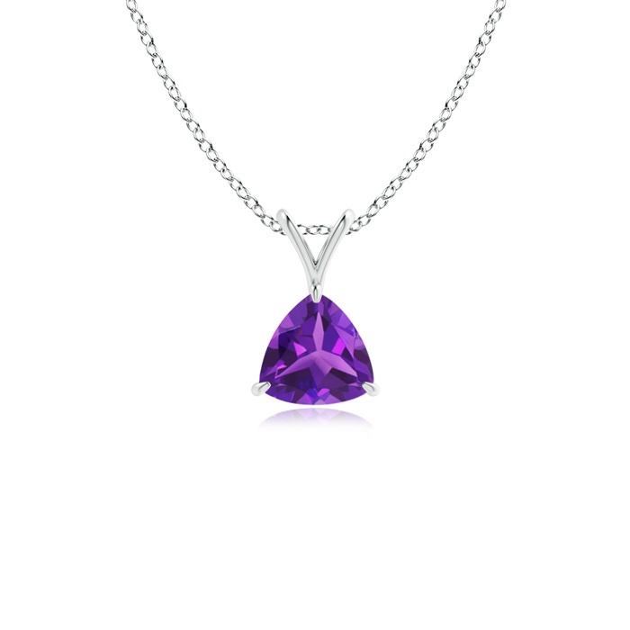 5mm AAAA Claw-Set Trillion Amethyst V-Bale Pendant in P950 Platinum
