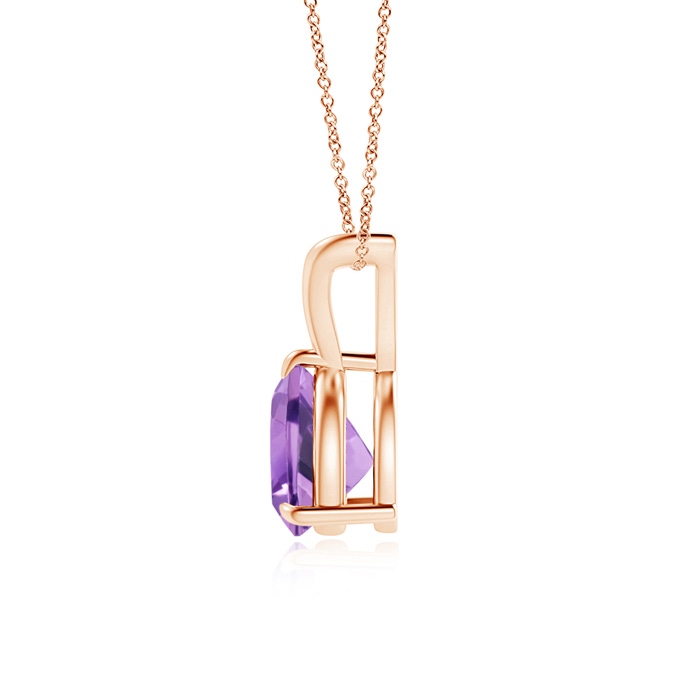 7mm A Claw-Set Trillion Amethyst V-Bale Pendant in Rose Gold product image