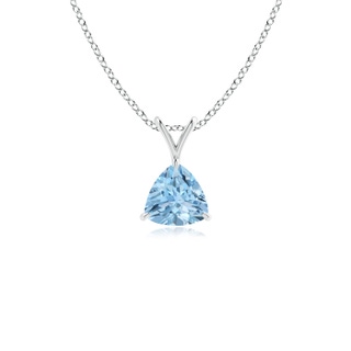 5mm AAA Claw-Set Trillion Aquamarine V-Bale Pendant in White Gold