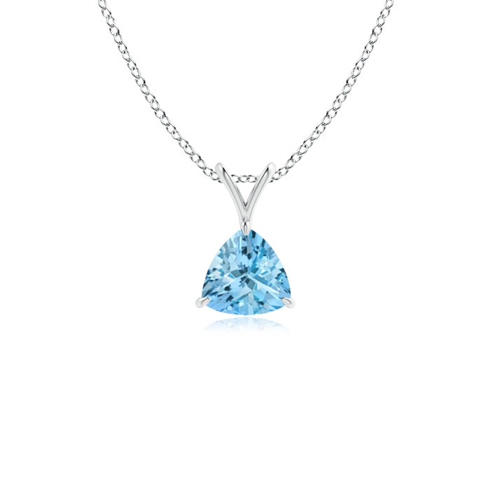 5mm AAAA Claw-Set Trillion Aquamarine V-Bale Pendant in P950 Platinum 