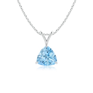 6mm AAAA Claw-Set Trillion Aquamarine V-Bale Pendant in White Gold