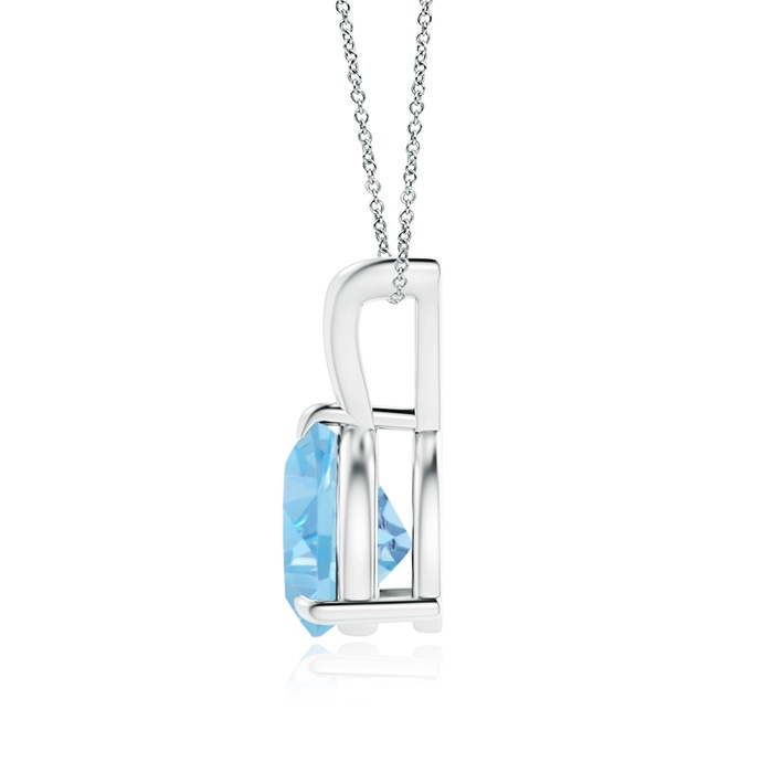 8mm AAAA Claw-Set Trillion Aquamarine V-Bale Pendant in White Gold Product Image