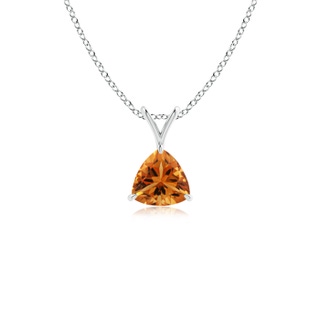 5mm AAA Claw-Set Trillion Citrine V-Bale Pendant in 9K White Gold