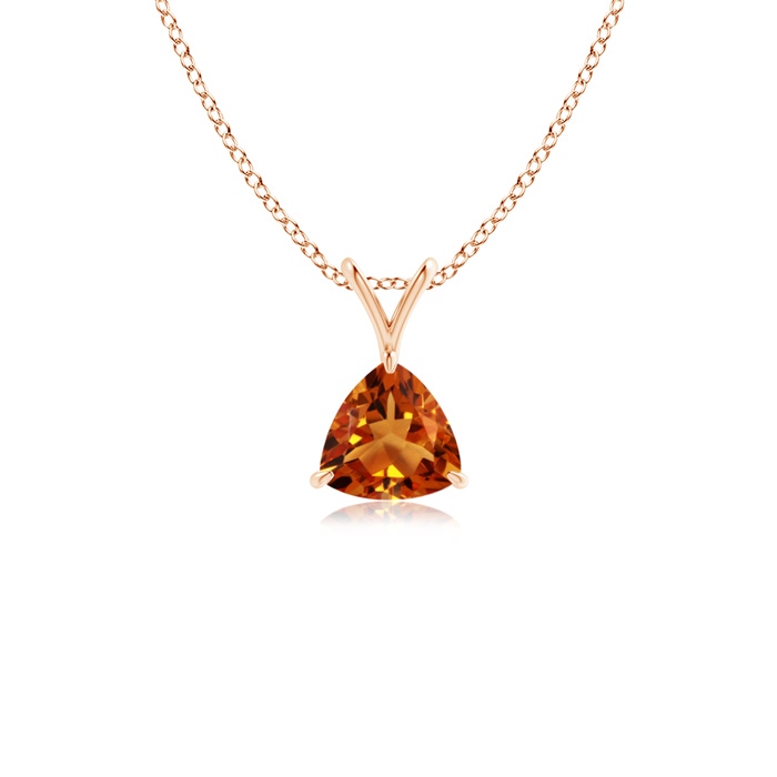 5mm AAAA Claw-Set Trillion Citrine V-Bale Pendant in Rose Gold 