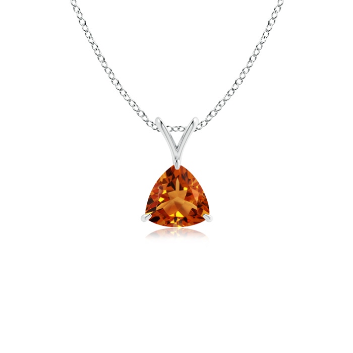 5mm AAAA Claw-Set Trillion Citrine V-Bale Pendant in White Gold 