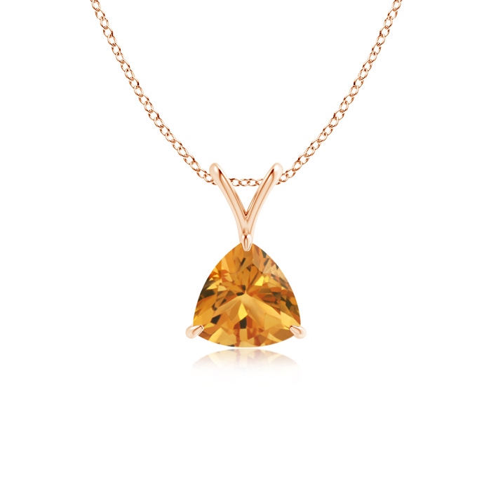 6mm AA Claw-Set Trillion Citrine V-Bale Pendant in Rose Gold 