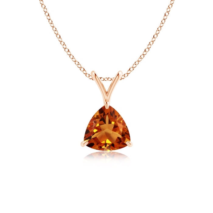 6mm AAAA Claw-Set Trillion Citrine V-Bale Pendant in Rose Gold 