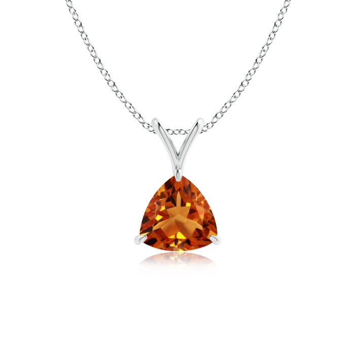6mm AAAA Claw-Set Trillion Citrine V-Bale Pendant in White Gold