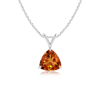 6mm AAAA Claw-Set Trillion Citrine V-Bale Pendant in White Gold