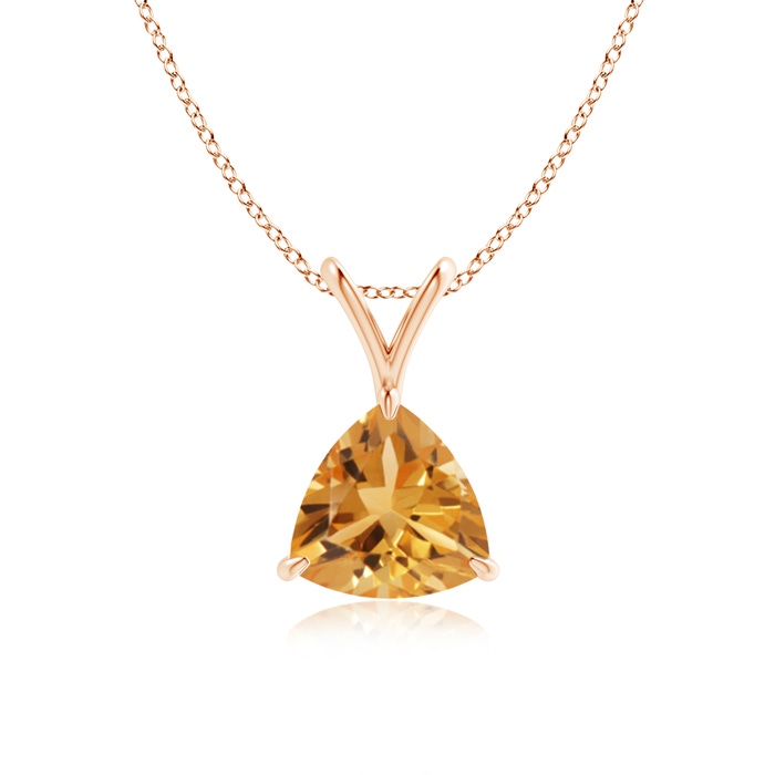 7mm A Claw-Set Trillion Citrine V-Bale Pendant in Rose Gold 