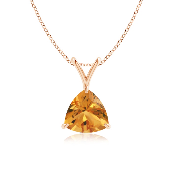 7mm AA Claw-Set Trillion Citrine V-Bale Pendant in Rose Gold 